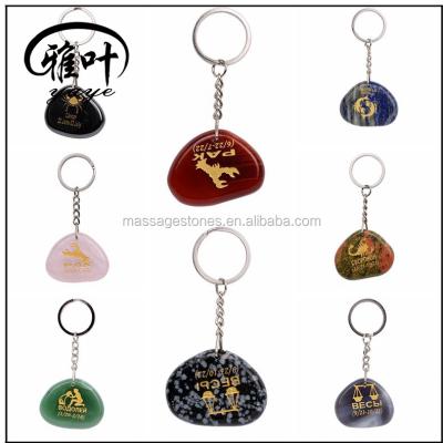 China Europe Wholesale Engraved Personalized Zodiac Sign Gemstone Key Chains for sale