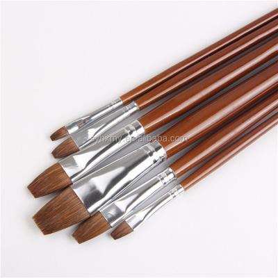 China Water Color Artist Painting High Quality Paint Brush Handle Weasel Wood Hair Brush For Oil Painting for sale