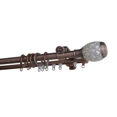 China Traditional traditional resin curtain finial decorated curtain rod set double style for sale