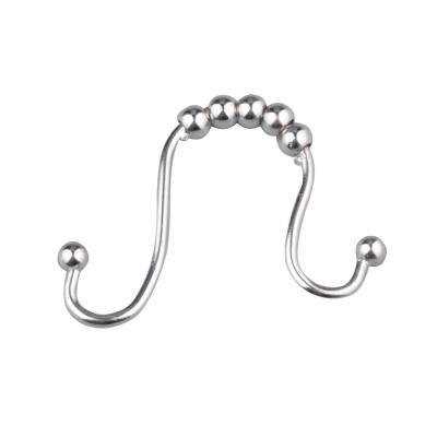 China High Quality Shower Curtain Hanging Chrome Finished Double Hook Five Ball Glider Shower Curtain Rings / Hooks for sale