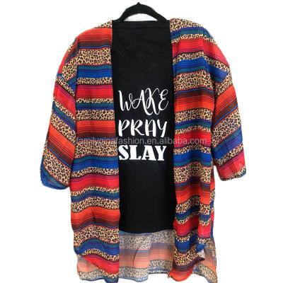 China Wholesale Custom Women QUICK DRY Serape and Leopard Print Kimono for sale