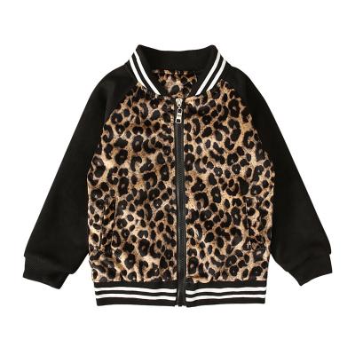 China Girl's high quality luxury loose jacket fashion high quality leopard around neck girls zip up jacket for sale