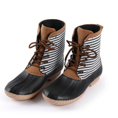 China Wholesale High Quality Custom Shoes Waterproof Fashion Women Duck Boots Barred Black Waterproof for sale