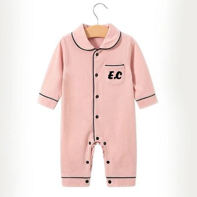 China High Quality Cotton High Quality Pink Button Full Embroidery Onesie Baby Onesie Ribbed Baby Romper for sale