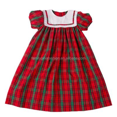 China Wholesale High Quality Christmas Dress Collar Girls Plaid Traditional Square Christmas Dress for sale