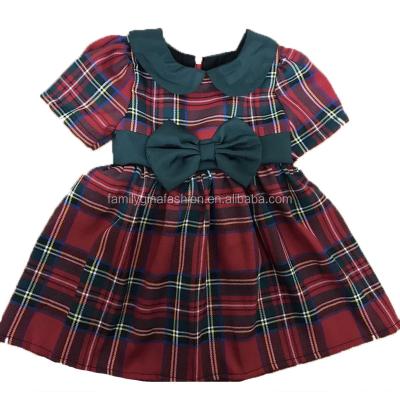 China High Quality Red Plaid Dress Up Girls Christmas Customized Wholesale Red Plaid Dress for sale