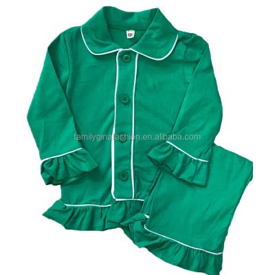 China High Quality Wholesale Monogram Personalized Girls Ruffle Christmas Pajamas for sale