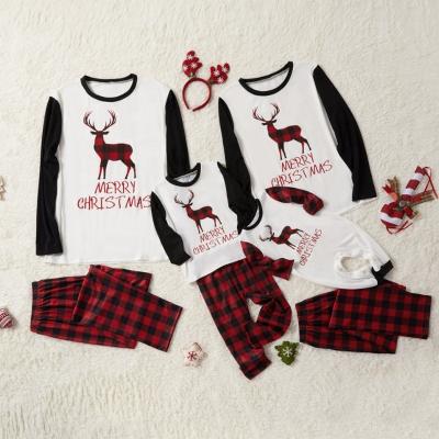 China Breathable Family Christmas Matching Pajamas Wholesale Monogrammed Customize Letter Printed Christmas Pajamas Plaid Family Matching Outfits for sale