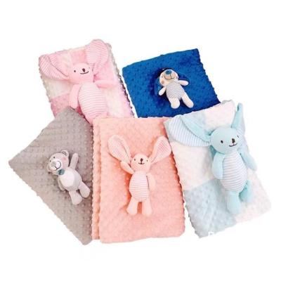 China Baby Blanket Newborn Baby Milestone Blanket Fabric High Quality Double Folded Pink Polyester for sale