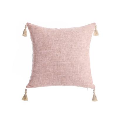 China Pink Monogrammed High Quality Home Decor Tassel Blanket Tile Pillow Canvas Cover High Quality for sale