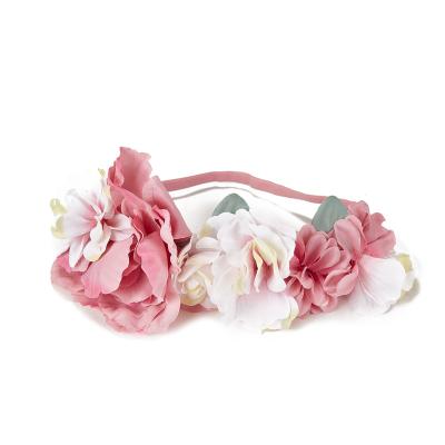 China New Sweet Gorgeous Wedding Party Flower Full Bloom Flower Headband Wreaths Hair Accessories for sale