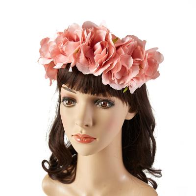 China Sweet New Design High Quality Artificial Light Pink Peony Headband Wedding Party Baby Accessories for sale