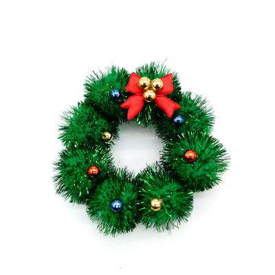 China 2021 New Fashion Design Christmas Green Pom Pom Hair Bow Christmas Tree Hair Scrunchies For Women Girls Party Accessories for sale