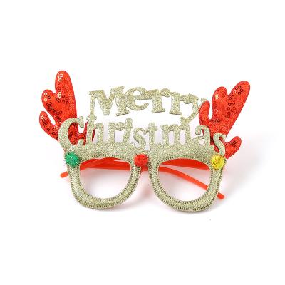 China Christmas Party Glasses Glitter Antler Kids Glasses Christmas Accessories Christmas Glass New Products For Adult for sale