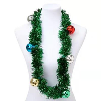 China 2022 New Metal Style Braid Bell Christmas Necklace Factory Direct Sales Tinsel Christmas Foil Necklace Christmas Decoration for sale