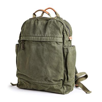 China Vintage Waterproof Canvas Travel Bag Men Outdoor Casual Daypack Fabric Zippered Rucksac Backpack for sale