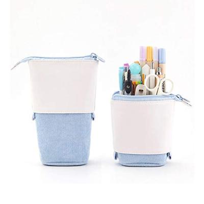 China Kingslong High Quality Telescopic Pencil Case Pencil Holder Large Capacity Wash Makeup Storage Bag Vertical Pencil Bag For Girls for sale