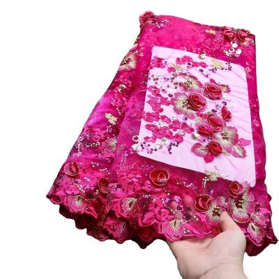 China Supoo Water Soluble Luxurious Handmade Applique 3D Flowers Lace African Ghana Lace Fabric Bridal Embroidery Lace Dress for sale