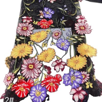 China Supoo Water Soluble Luxurious African Colorful Applique 3D Flower Lace Fabric Embroidery Lace Wedding Dress for sale