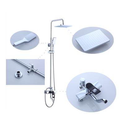 China With Sliding Bar Good Quality Bath And Square Full Set Bathroom Mixer Rain Unit Shower Faucets Rain Shower Set for sale