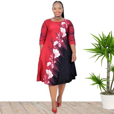 China 2022 new fashion African style Anti-wrinkle printed elegant dresses women dresses plus size mature dress for sale