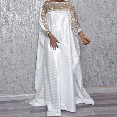 China New Fashion Washable Women Clothes Lady Robe White Plus Size Loose Casual Dress Sequin Flower Long Sweater Dress Africa Muslim Maxi Dress Long for sale