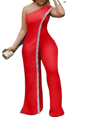 China 2022 QUICK DRY one shoulder fashionable high quality plus size women pants overalls for sale