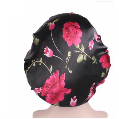 China Customized 100%polyester/satin/silk/velvet large double layer designer African Women Sleeping satin hair bonnets for sale