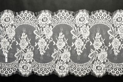 China eyelash lace border/lace edged lace/black/white off lace for sale