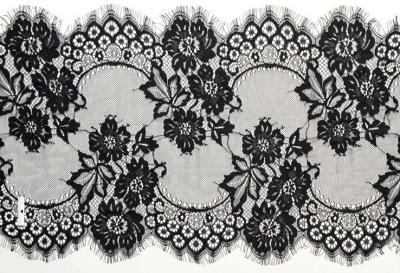 China eyelash lace border/lace edged lace/soft lace with Bkack Ivory Double Color for sale