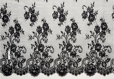 China french lace fabric/eyelash lace fabric/black lace/Swiss Voile Chantilly Lace for sale