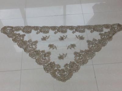 China Khaki  Ivory Authentic Spanish Floral Mantillas Mesh Based Embroidery veils for sale