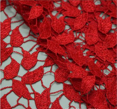 China Chemical Lace Red Color Water Soluble Embroidery Fashion fabric for Apparel  Accessories for sale