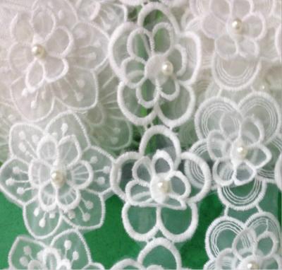 China Garment Accessories Embroidery Organza Applique Flower  with Sequin for sale