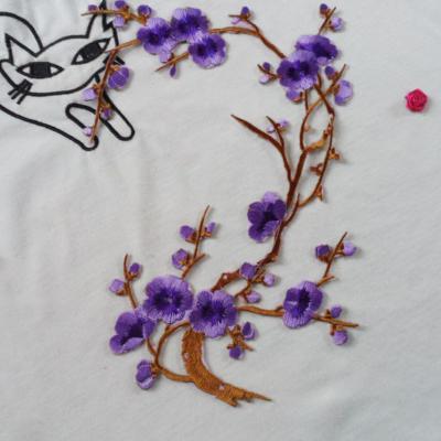 China Hot Fix Motif Wintersweet  Embroidery Lace Flower for sale