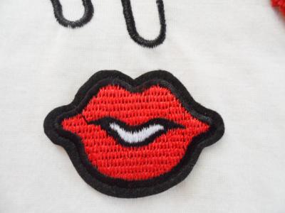 China Hot Fix Motif  Red Lip Embroidery Applique for sale