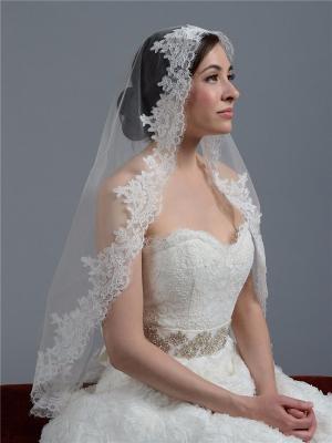 China Embroidery Cord lace with Rhinstone  Ivory/White Bridal Veil  Wedding Accessories for sale