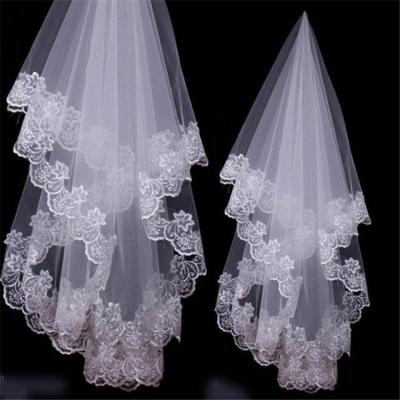 China Embroidery Cord lace with Rhinstone  Ivory/White Bridal Veil  Wedding Accessories for sale