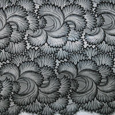 China 150cm * 300cm  2017  New Fashion Eyelash Lace Fabric Like Maple Leaf  in Black  color for sale