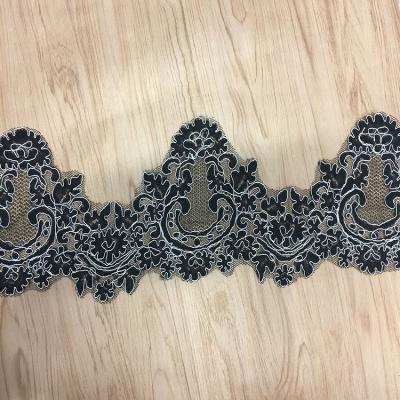 China Jacquard Cord Eyelash  Lace Border  for Wedding Bridal Dress for sale