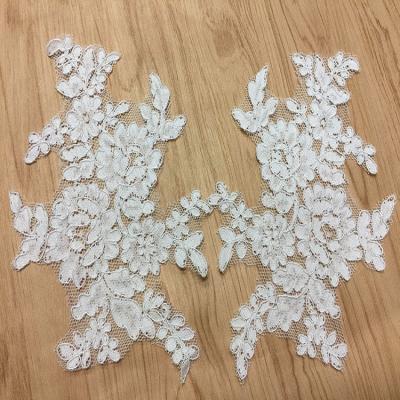 China Jacquard Cord Eyelash  Lace Applique  for Wedding Bridal Dress for sale