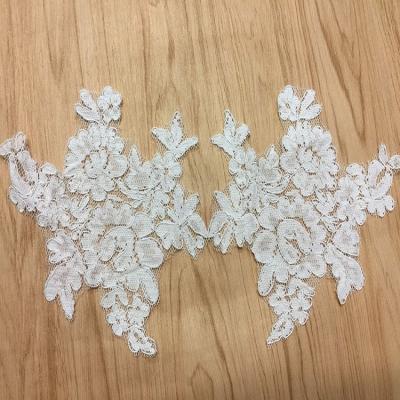 China Jacquard Cord Eyelash  Lace Applique  for Wedding Bridal Dress for sale