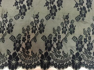 China French Lace Fabric  Eyelash Cord Lace Fabric  fashion Black lace for sale