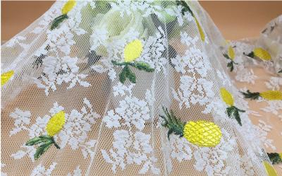 China 2018 Summer Newest Style Pineapple  Embroidery Fabric 140cm wide for wedding dress for sale