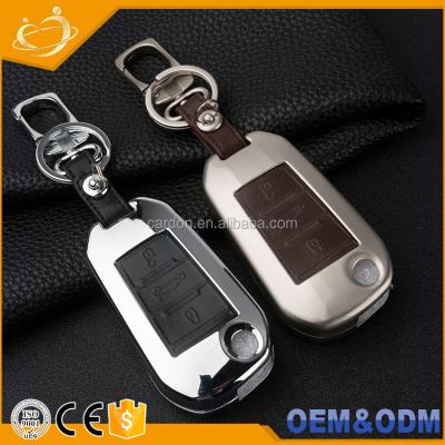 China Replace Protective Car Key Case Fold Key Chain Car Styling Cover Leather+Grade Metal Keys Filter Holder For PEUGEOT 2008 3008 308S 408 508 for sale