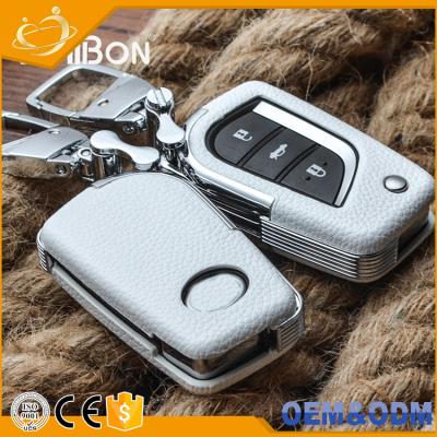 China Replace Flip Folding Key Chain Genuine Leather Car Key Case Remote Auto Key Cover For Toyota Reiz for sale