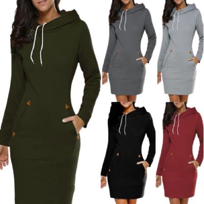 China Anti-Static Casual Women Long Sleeve Cotton Women Hooded Dress For Call Spring Fashion Custom Dresses Knit Faux Leather Mini Dress for sale