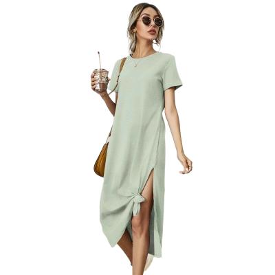 China New Fashion 2021 Summer Sale Anti-Static Wholesale Hot Cute Custom Logo Cotton Women Long Solid Color Long Dress for sale