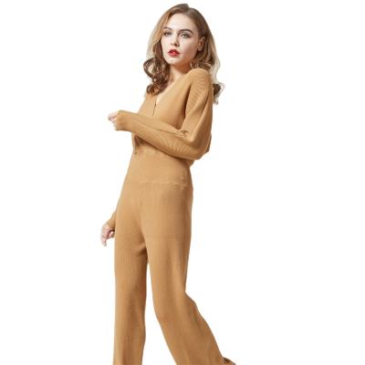 China Anti-wrinkle Sweater Sets Women Hot Sale Solid Casual Knitted Two Piece Sets Sweater Women Clothing Knit Suit for sale