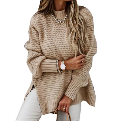 China Anti-wrinkle color knitwear knitted girls long sleeve plus velor sweater for oversized custom knit neck winter fleece pullover sweater for sale